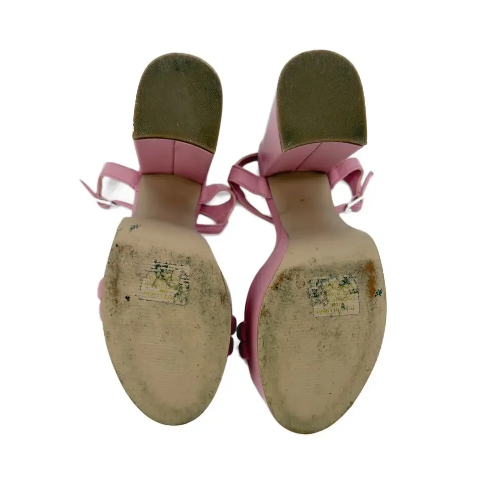 Steve Madden Tille Chunky Platform Sandal Heels size 10 Pink Vegan Leather